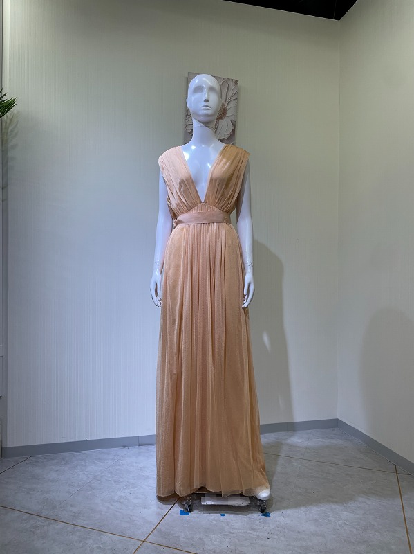 【レンタルドレス 4571】アンティークフラワーモチーフチュールフレアロングドレス オレンジ【ELISABETTA FRANCHI】